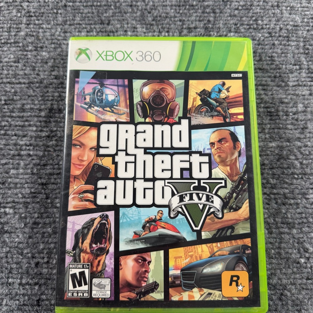 Rockstar Games Grand Theft Auto V Xbox 360 OS Green GTA 5 2-Disc Set Manual Map